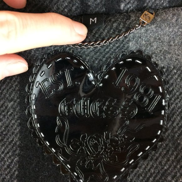 Vintage Wool Coat Black Grey Y2K - Picture 6 of 8